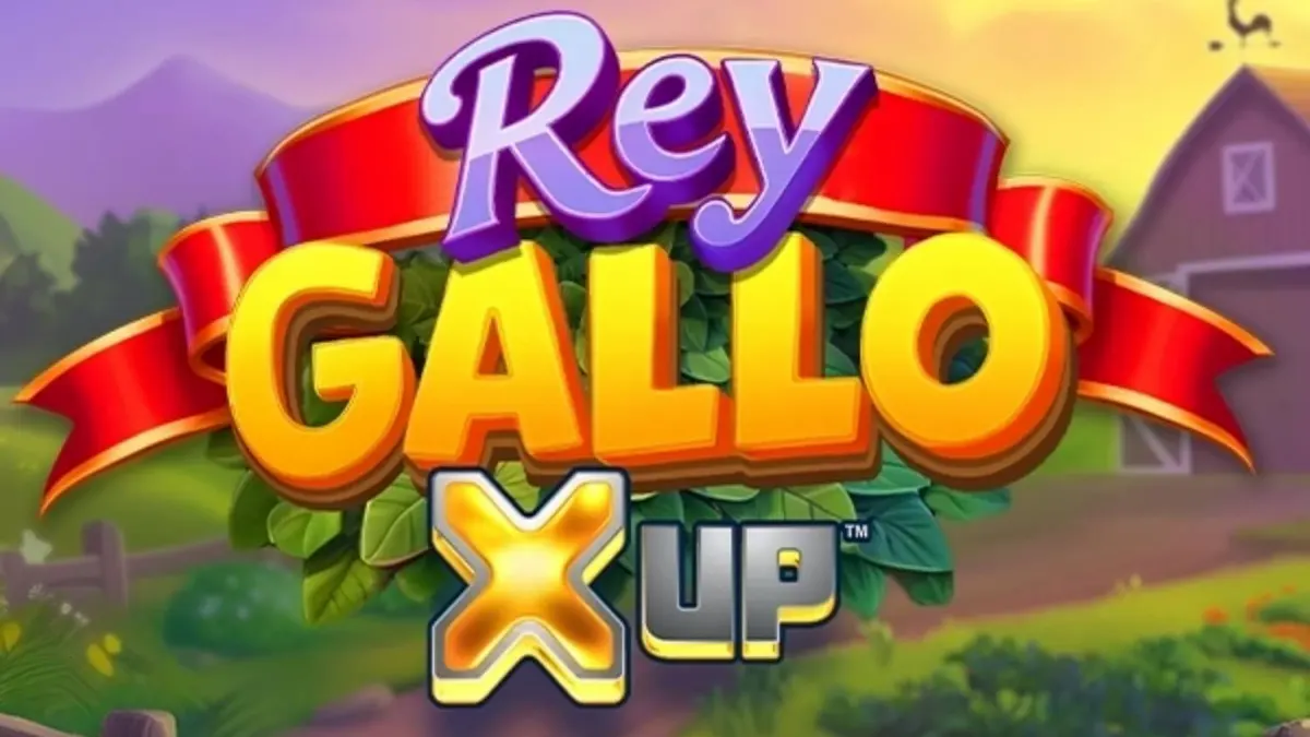Interface do slot Rey Gallo X UP com tema de fazenda e galos